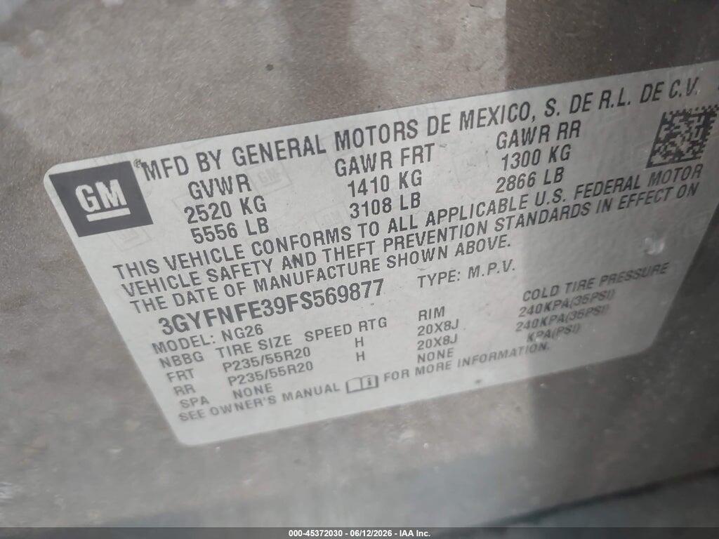 3GYFNFE39FS569877 2015 CADILLAC SRX photo no. 9