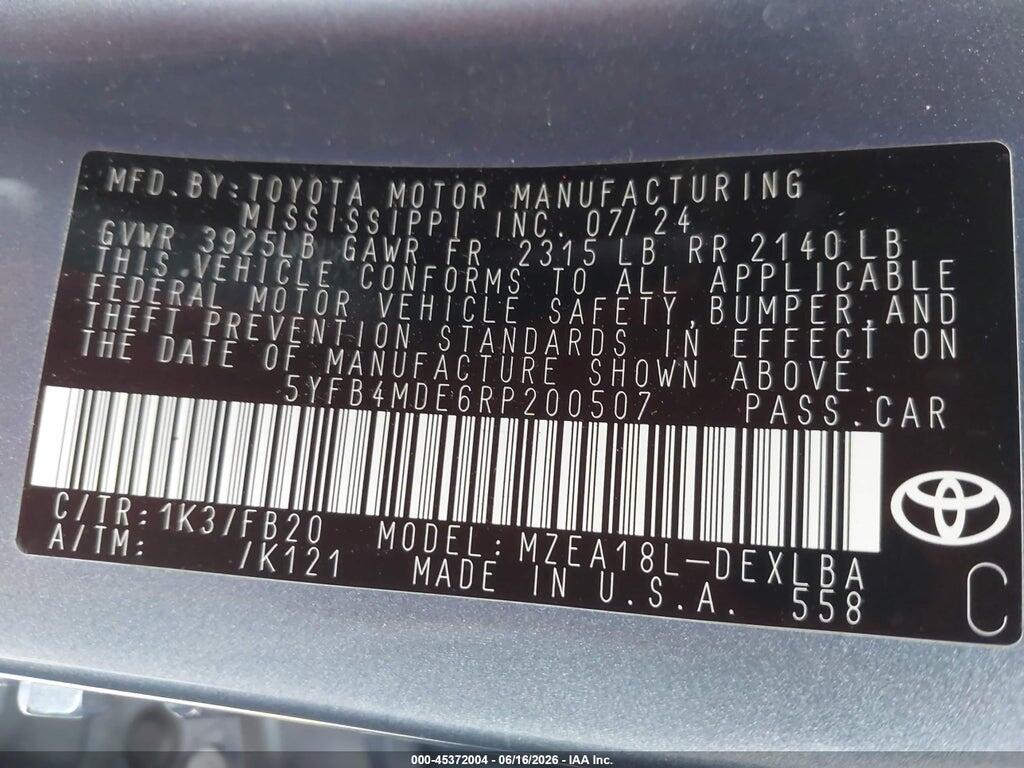 5YFB4MDE6RP200507 2024 TOYOTA COROLLA photo no. 9