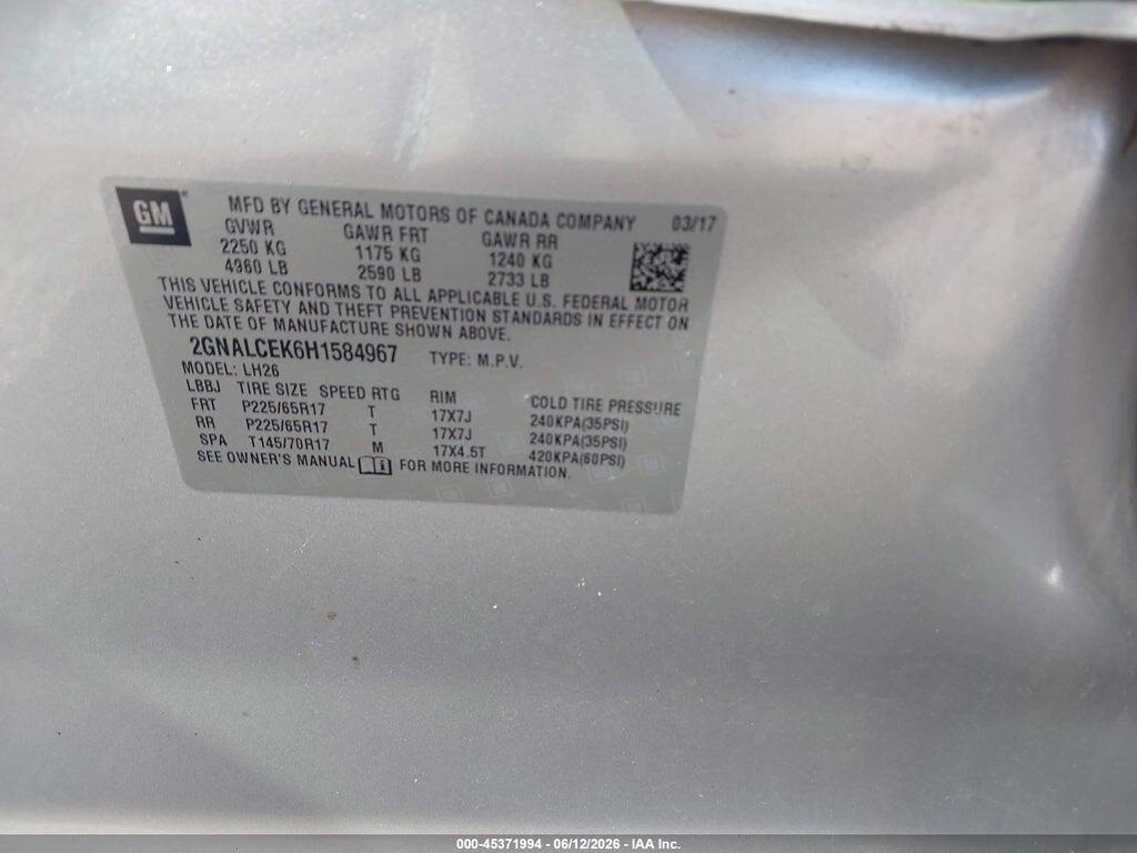 2GNALCEK6H1584967 2017 CHEVROLET EQUINOX photo no. 9