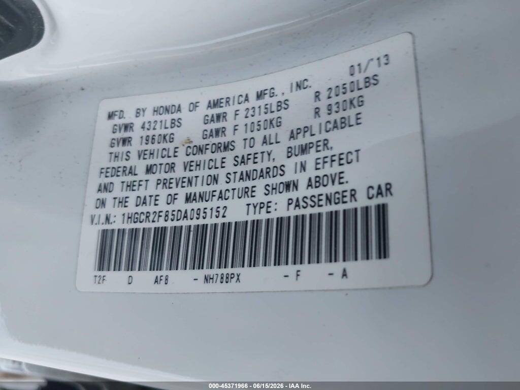 1HGCR2F85DA095152 2013 HONDA ACCORD photo no. 9