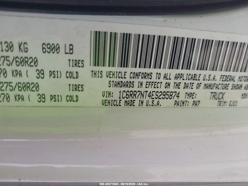 1C6RR7NT4ES295874 2014 RAM 1500 photo no. 9