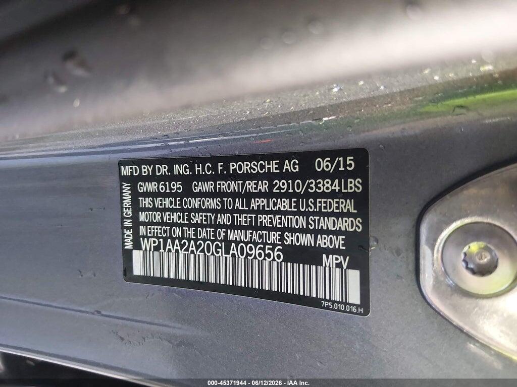 WP1AA2A20GLA09656 2016 PORSCHE CAYENNE photo no. 9