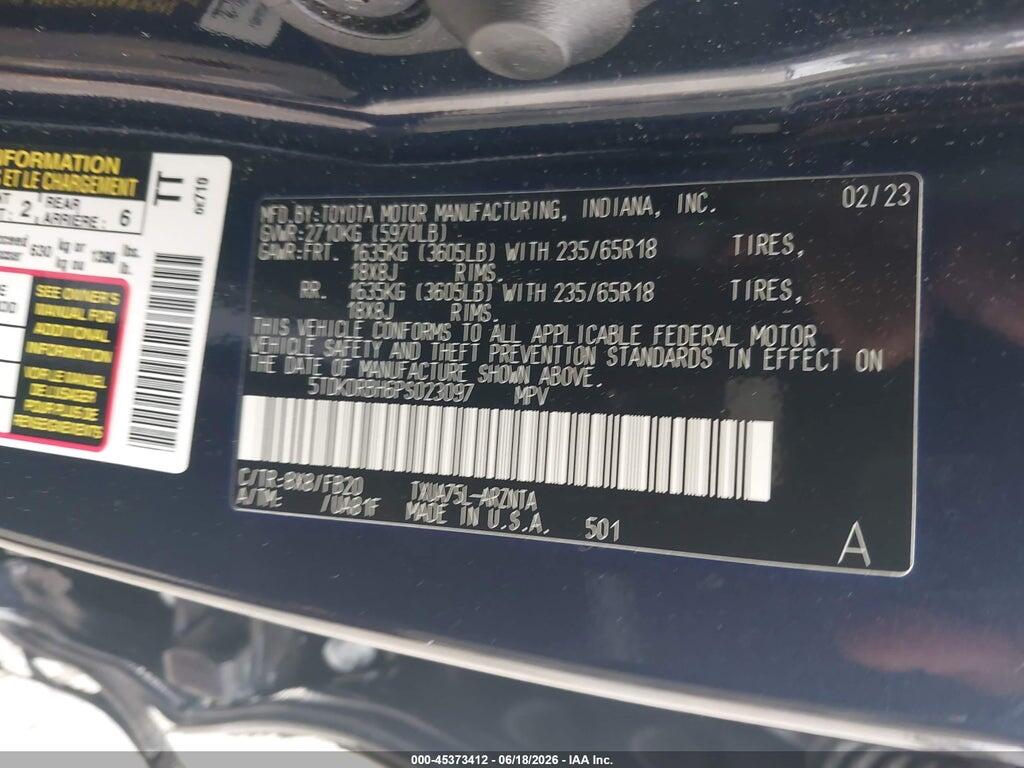 5TDKDRBH6PS023097 2023 TOYOTA HIGHLANDER photo no. 9