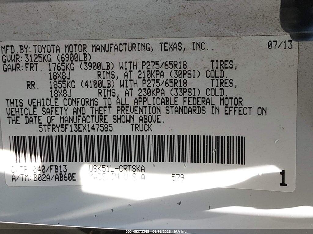 5TFRY5F13EX147585 2014 TOYOTA TUNDRA photo no. 9