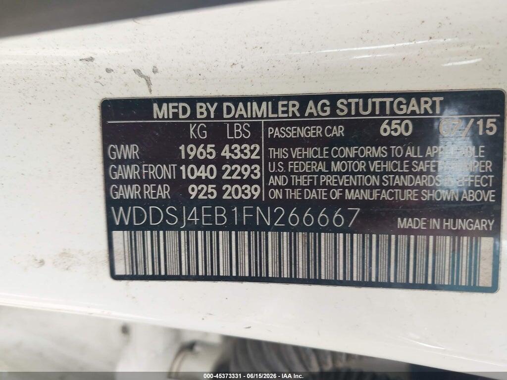 WDDSJ4EB1FN266667 2015 MERCEDES-BENZ CLA 250 photo no. 9