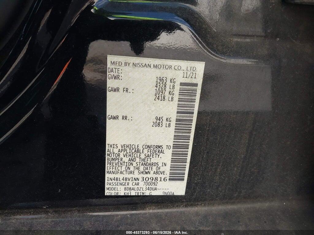 1N4BL4BV1NN309816 2022 NISSAN ALTIMA photo no. 9