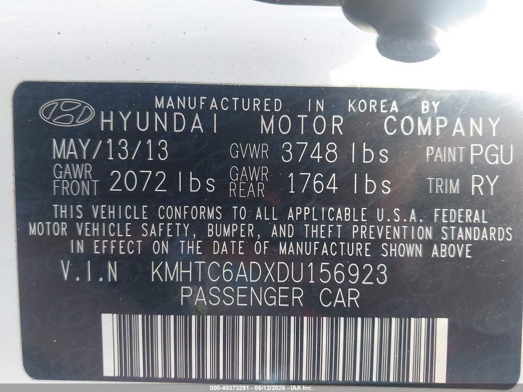 KMHTC6ADXDU156923 2013 HYUNDAI VELOSTER photo no. 9