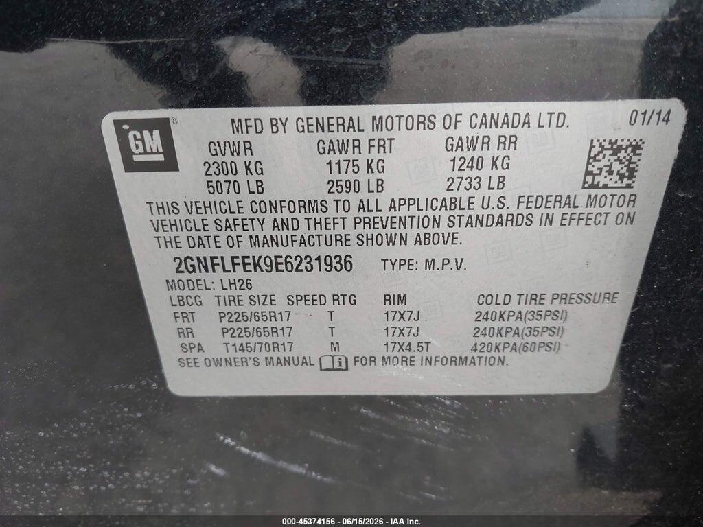 2GNFLFEK9E6231936 2014 CHEVROLET EQUINOX photo no. 9