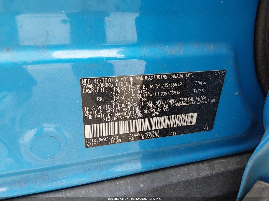 2T3C1RFV7MW172965 2021 TOYOTA RAV4 photo no. 9