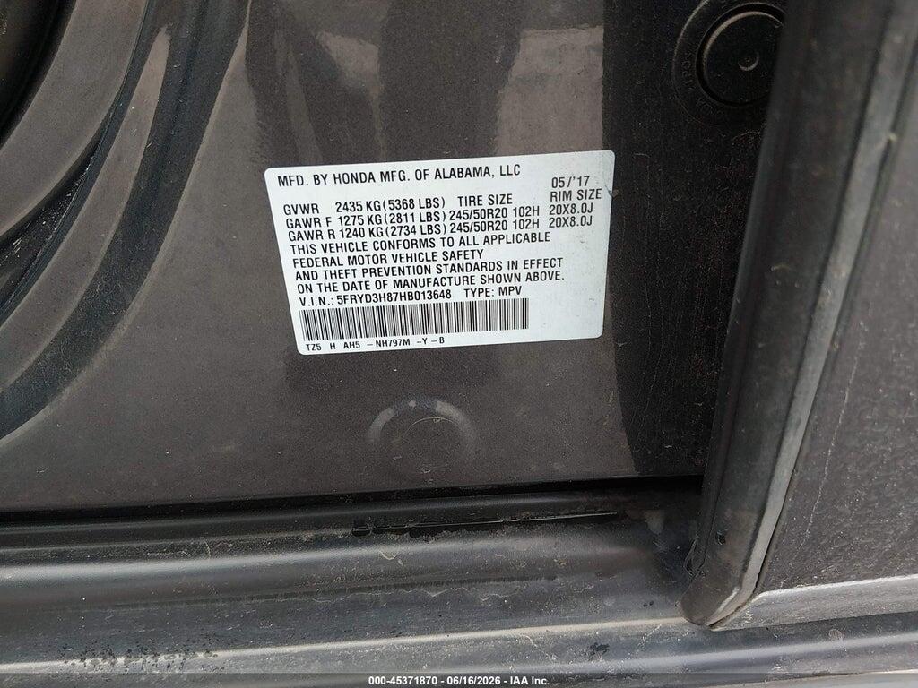 5FRYD3H87HB013648 2017 ACURA MDX photo no. 9