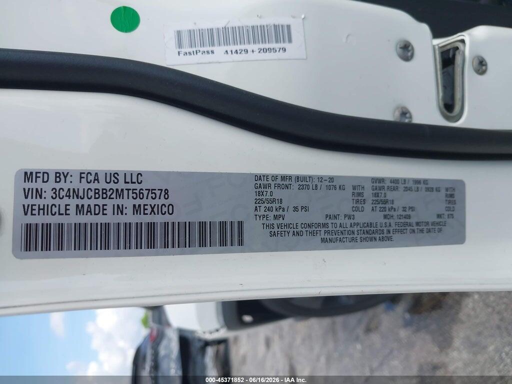 3C4NJCBB2MT567578 2021 JEEP COMPASS photo no. 9