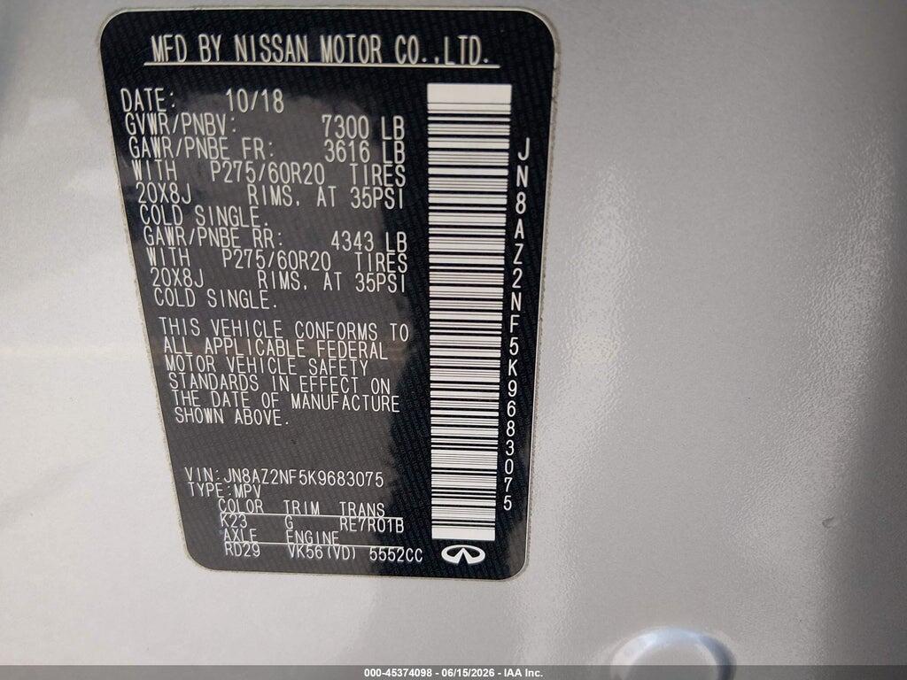 JN8AZ2NF5K9683075 2019 INFINITI QX80 photo no. 9
