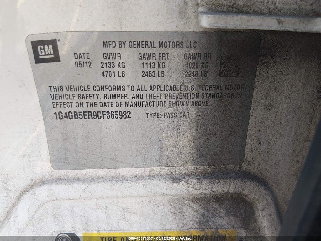 1G4GB5ER9CF365982 2012 BUICK LACROSSE photo no. 9