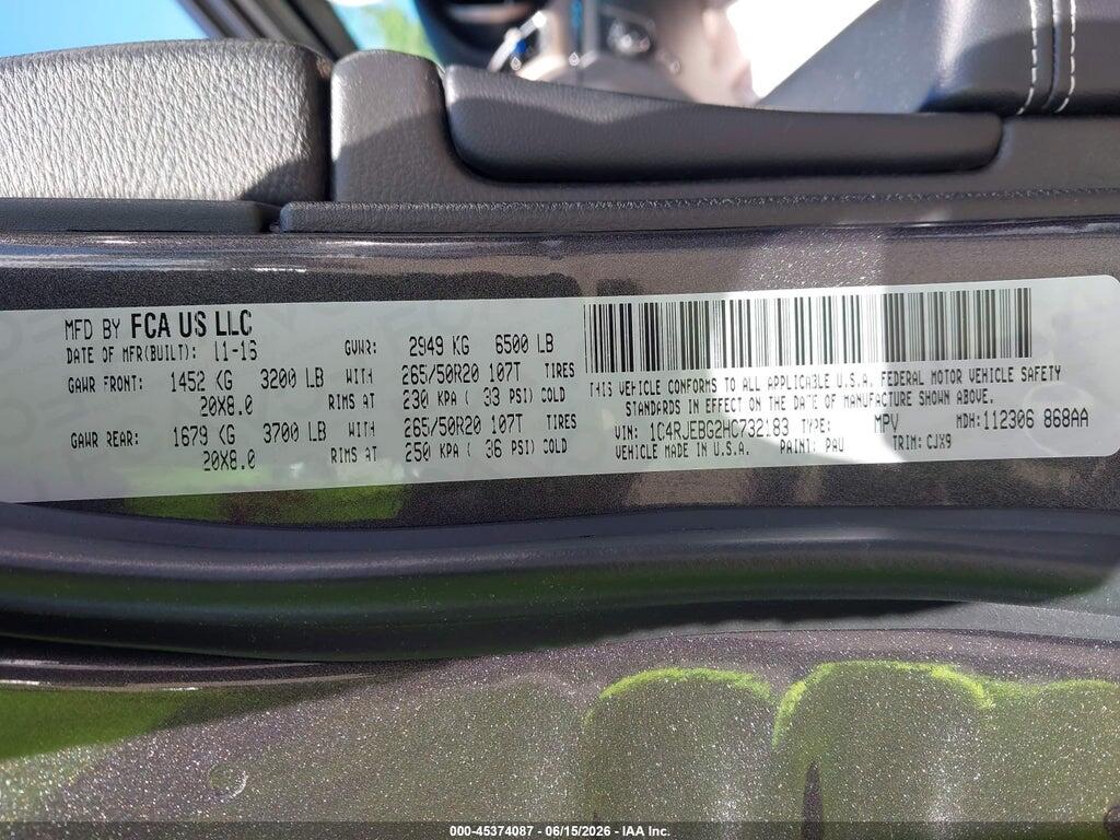 1C4RJEBG2HC732183 2017 JEEP GRAND CHEROKEE photo no. 9