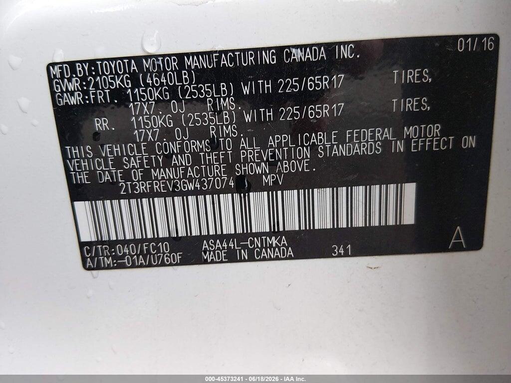 2T3RFREV3GW437074 2016 TOYOTA RAV4 photo no. 9