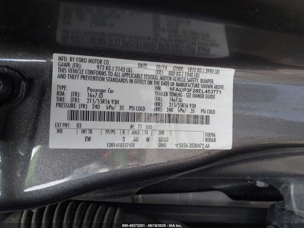 1FADP3F28EL453771 2014 FORD FOCUS photo no. 9