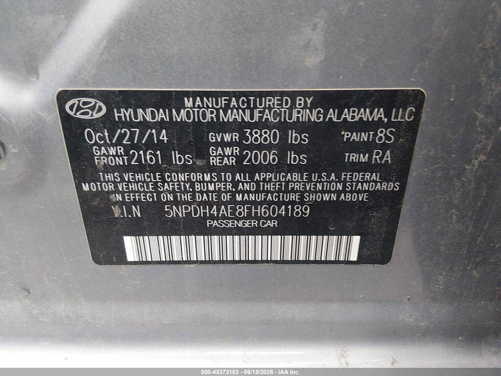 5NPDH4AE8FH604189 2015 HYUNDAI ELANTRA photo no. 9