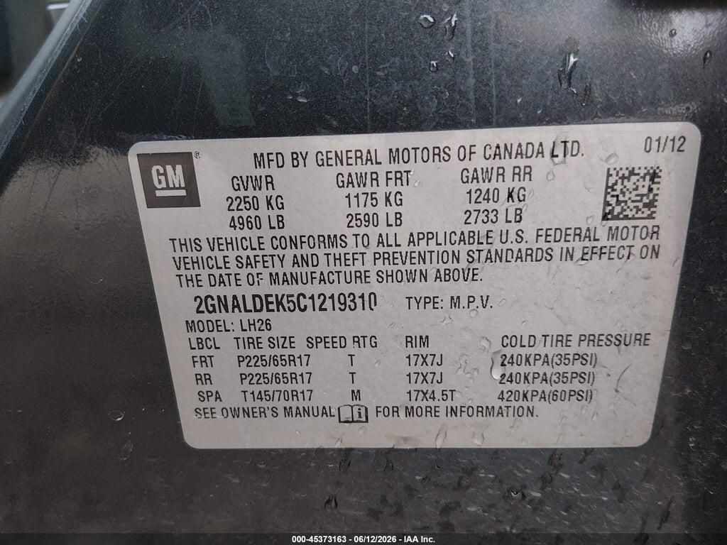 2GNALDEK5C1219310 2012 CHEVROLET EQUINOX photo no. 9