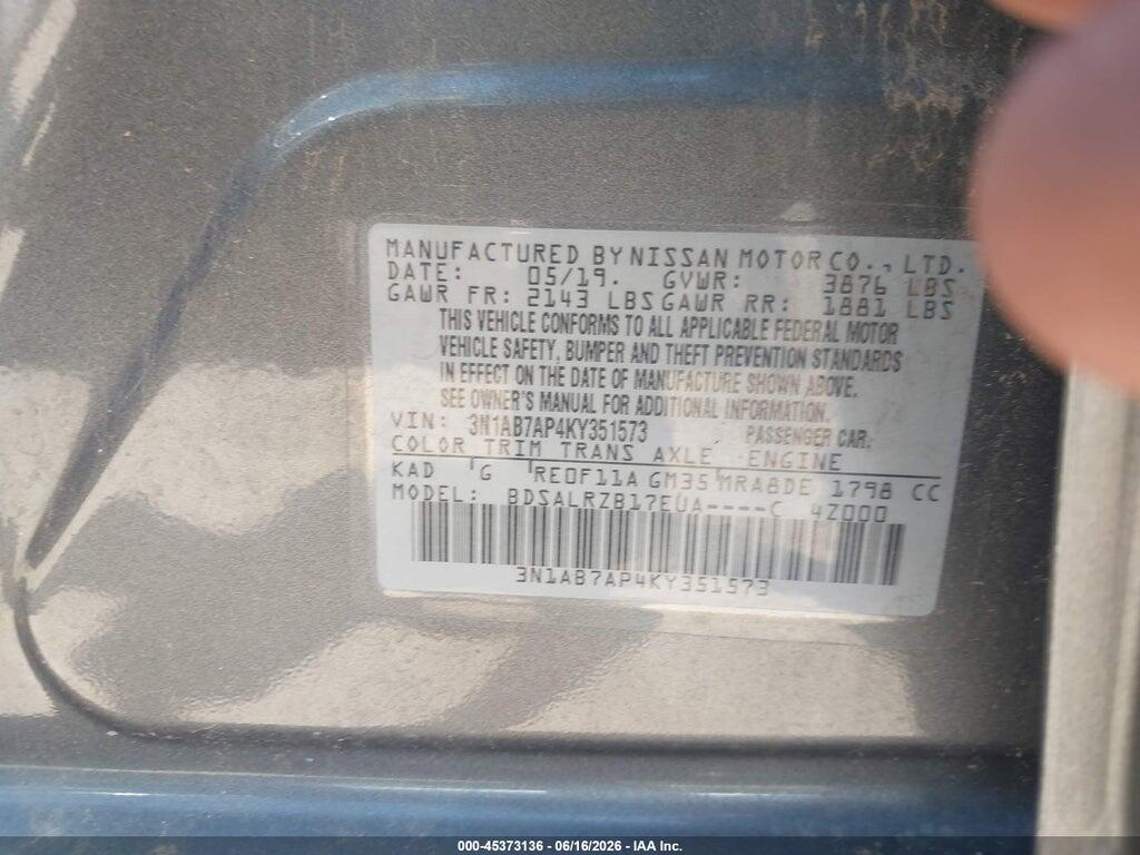 3N1AB7AP4KY351573 2019 NISSAN SENTRA photo no. 9