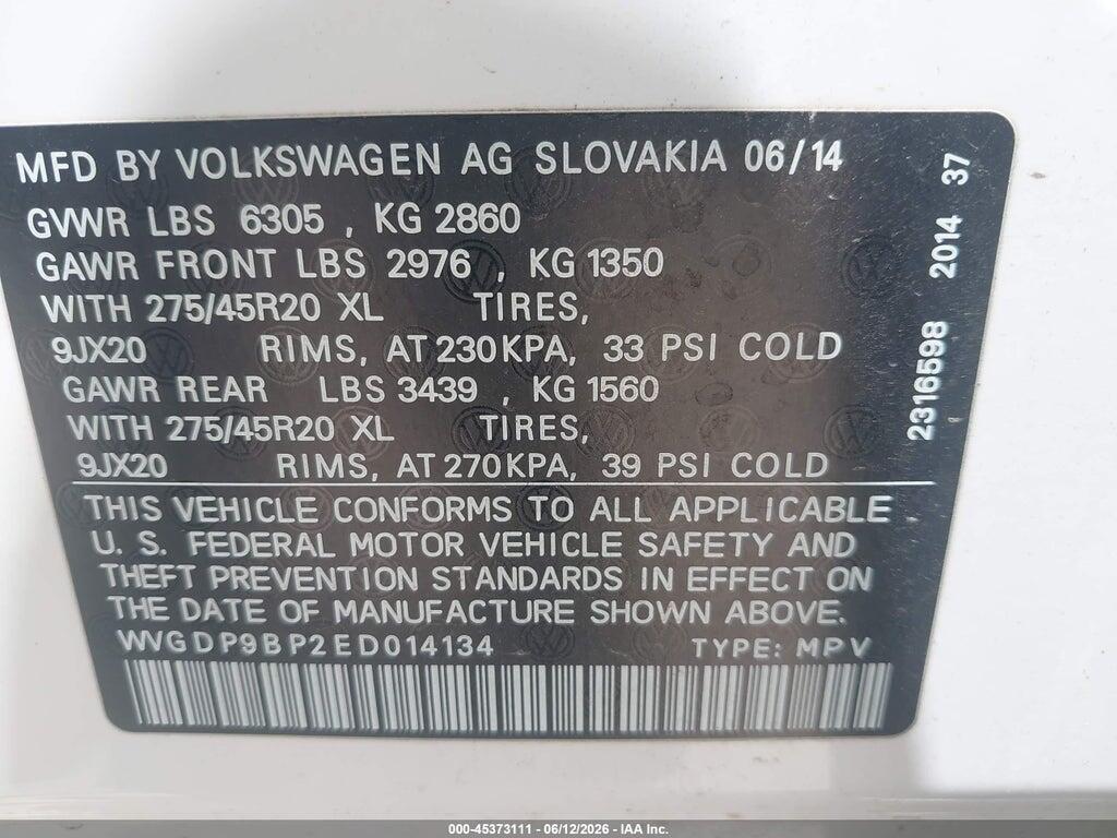 WVGDP9BP2ED014134 2014 VOLKSWAGEN TOUAREG photo no. 9