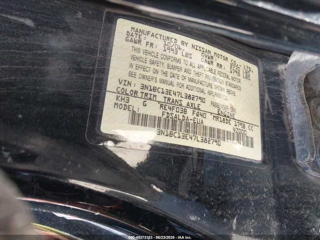 3N1BC13E47L382790 2007 NISSAN VERSA photo no. 9