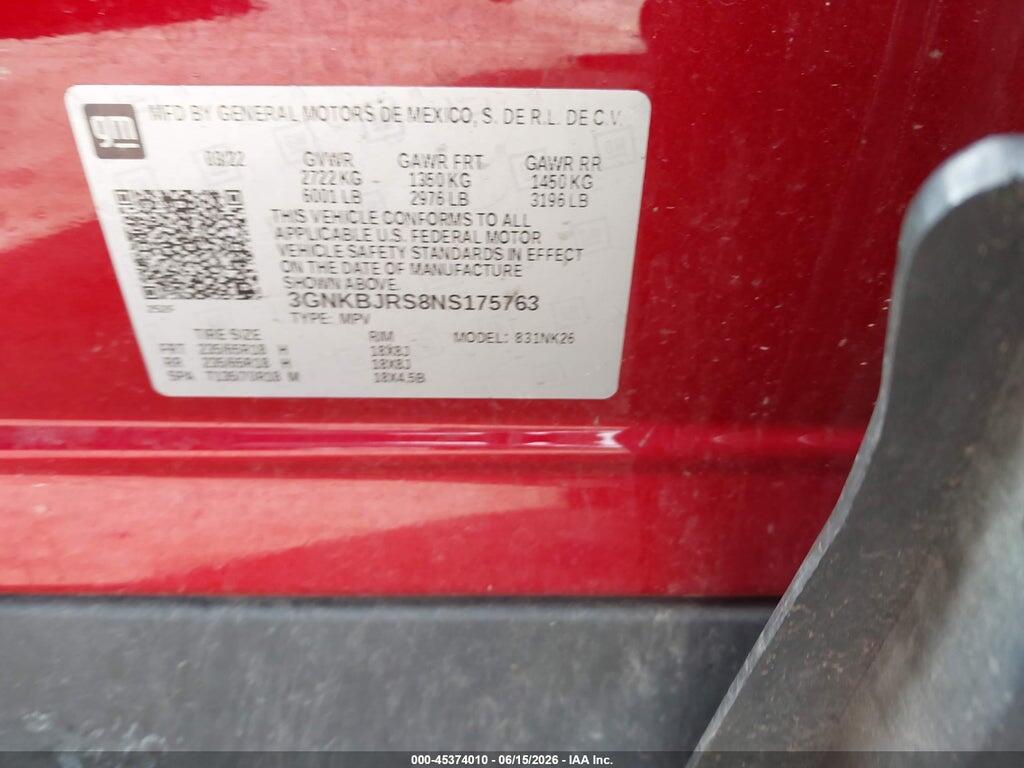 3GNKBJRS8NS175763 2022 CHEVROLET BLAZER photo no. 9