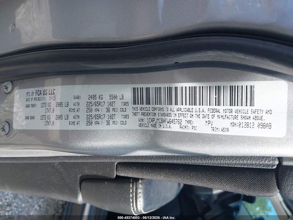 1C4PJMCBXFW645762 2015 JEEP CHEROKEE photo no. 9