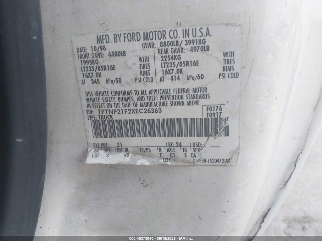 1FTNF21F2XEC26363 1999 FORD F-250 photo no. 9