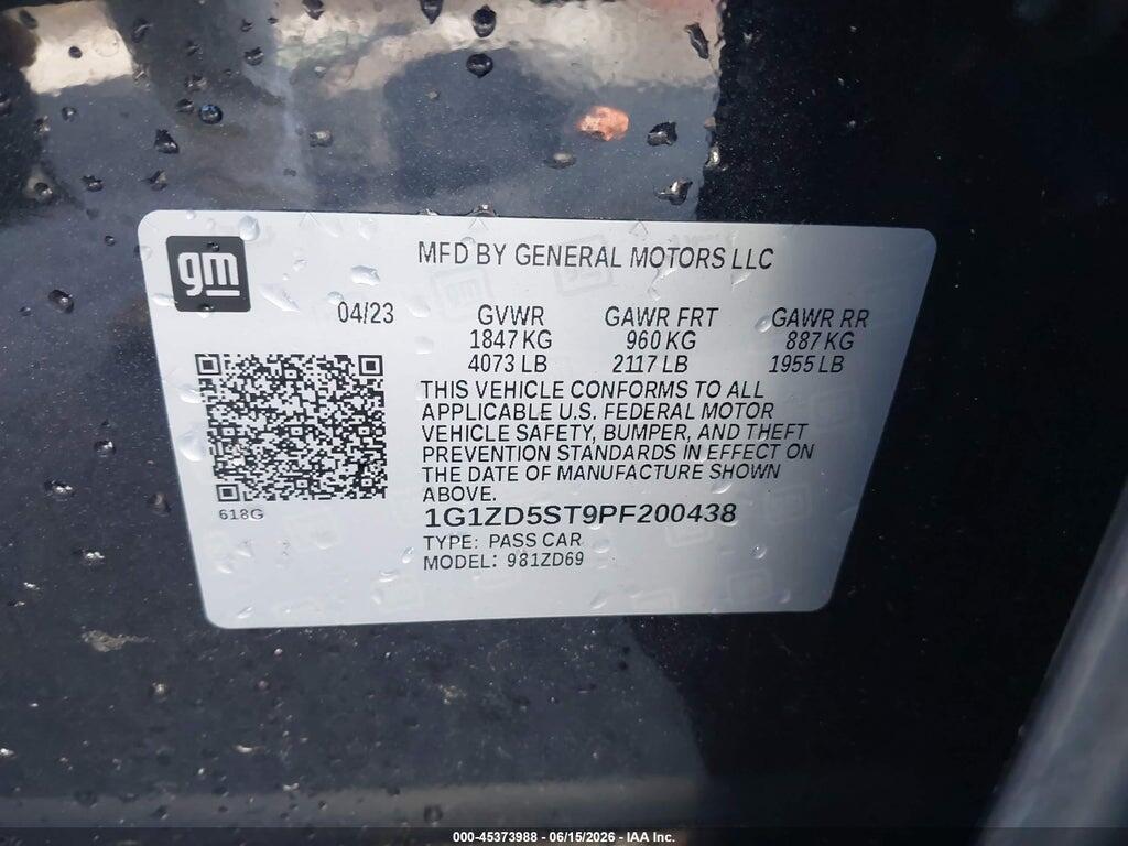 1G1ZD5ST9PF200438 2023 CHEVROLET MALIBU photo no. 9