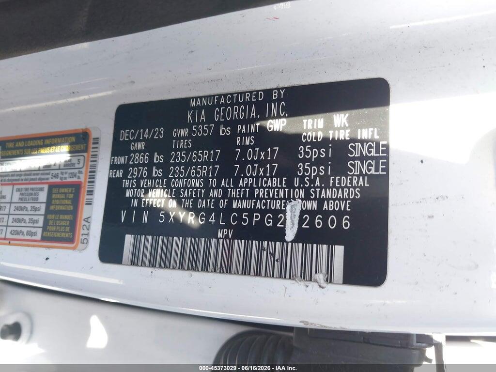 5XYRG4LC5PG252606 2023 KIA SORENTO photo no. 9