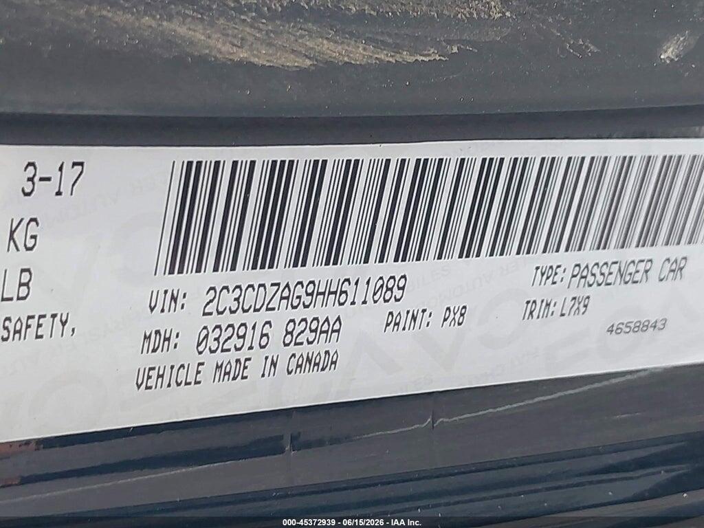 2C3CDZAG9HH611089 2017 DODGE CHALLENGER photo no. 9