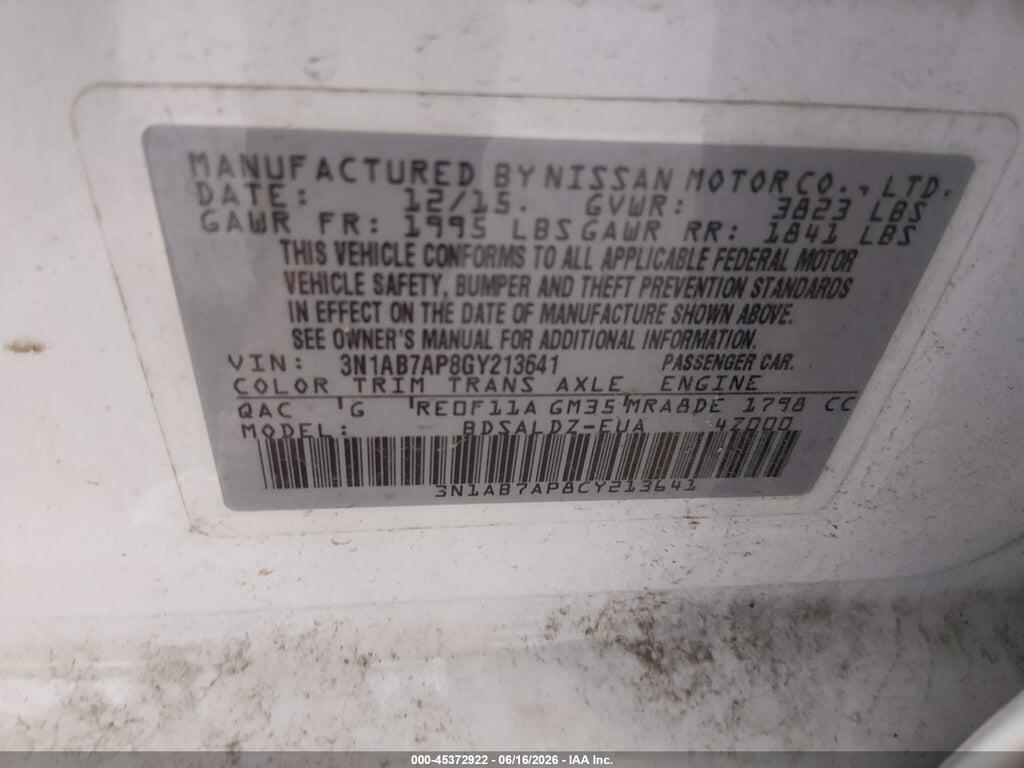 3N1AB7AP8GY213641 2016 NISSAN SENTRA photo no. 9