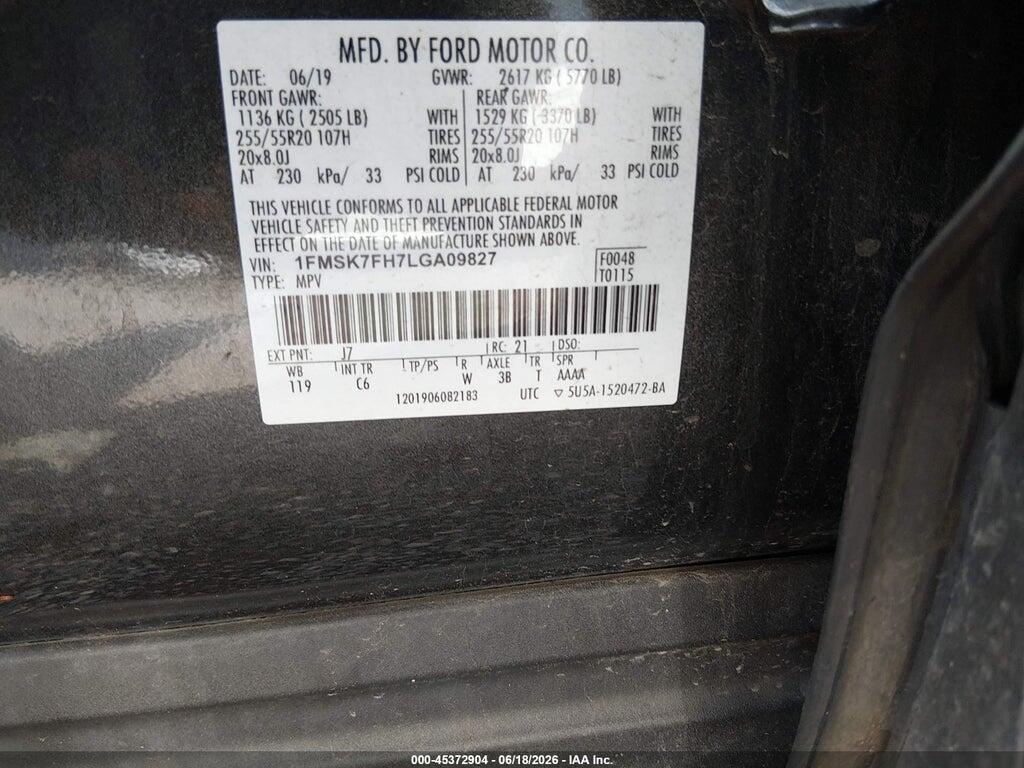 1FMSK7FH7LGA09827 2020 FORD EXPLORER photo no. 9