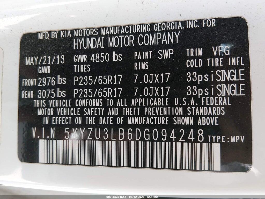 5XYZU3LB6DG094248 2013 HYUNDAI SANTA FE photo no. 9