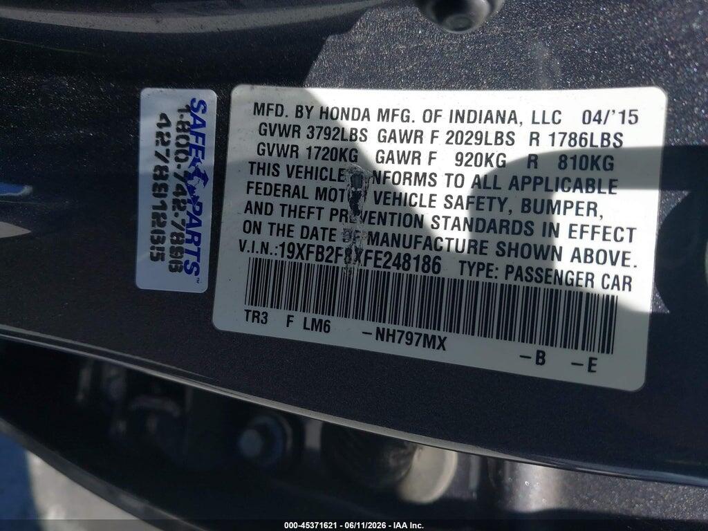 19XFB2F8XFE248186 2015 HONDA CIVIC photo no. 9
