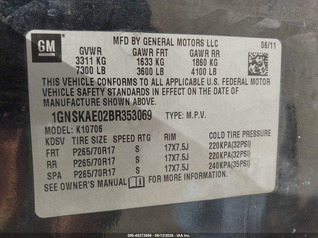 1GNSKAE02BR353069 2011 CHEVROLET TAHOE photo no. 9