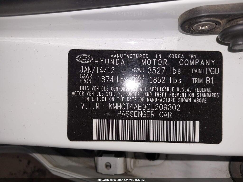 KMHCT4AE9CU209302 2012 HYUNDAI ACCENT photo no. 9