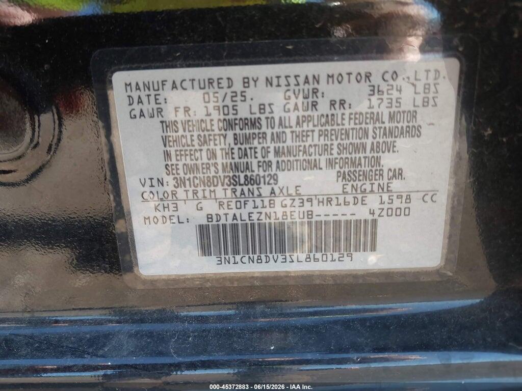 3N1CN8DV3SL860129 2025 NISSAN VERSA photo no. 9