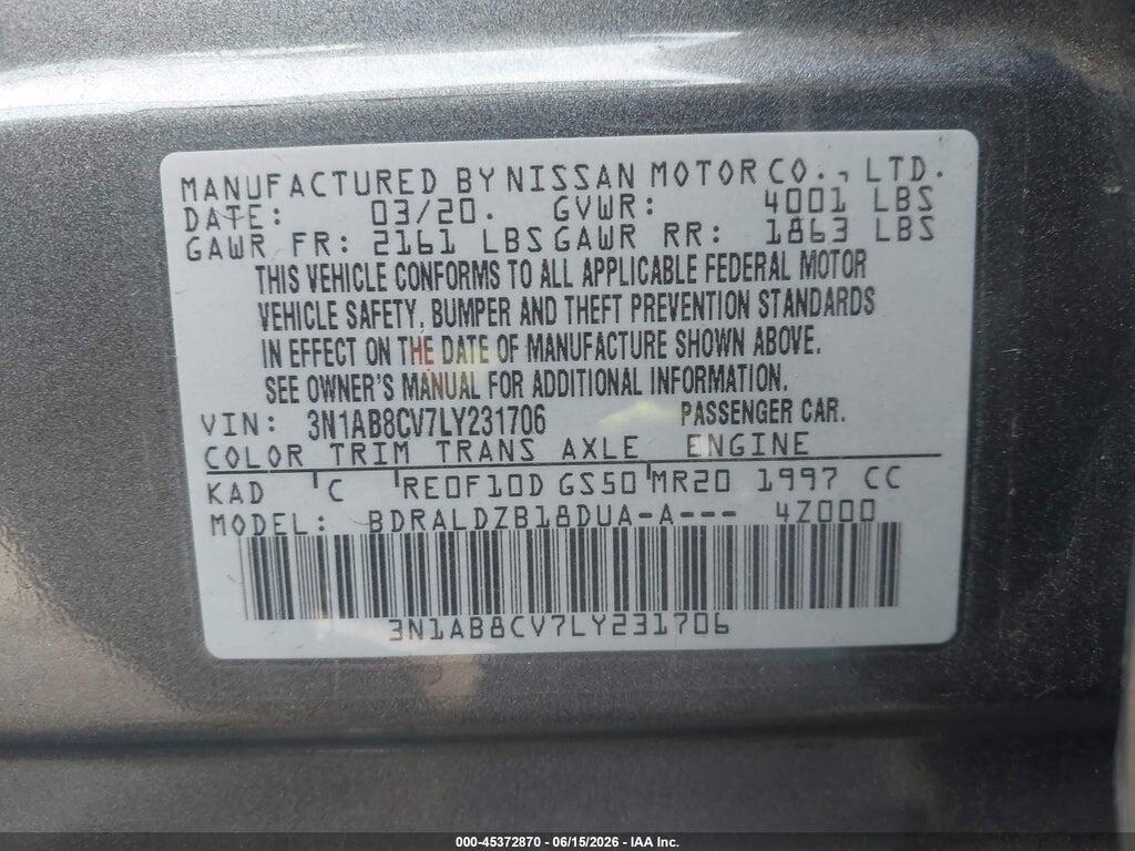 3N1AB8CV7LY231706 2020 NISSAN SENTRA photo no. 9