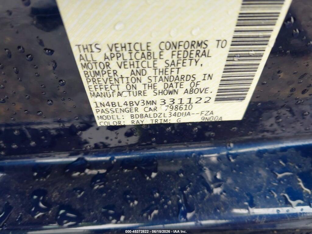 1N4BL4BV3MN331122 2021 NISSAN ALTIMA photo no. 9