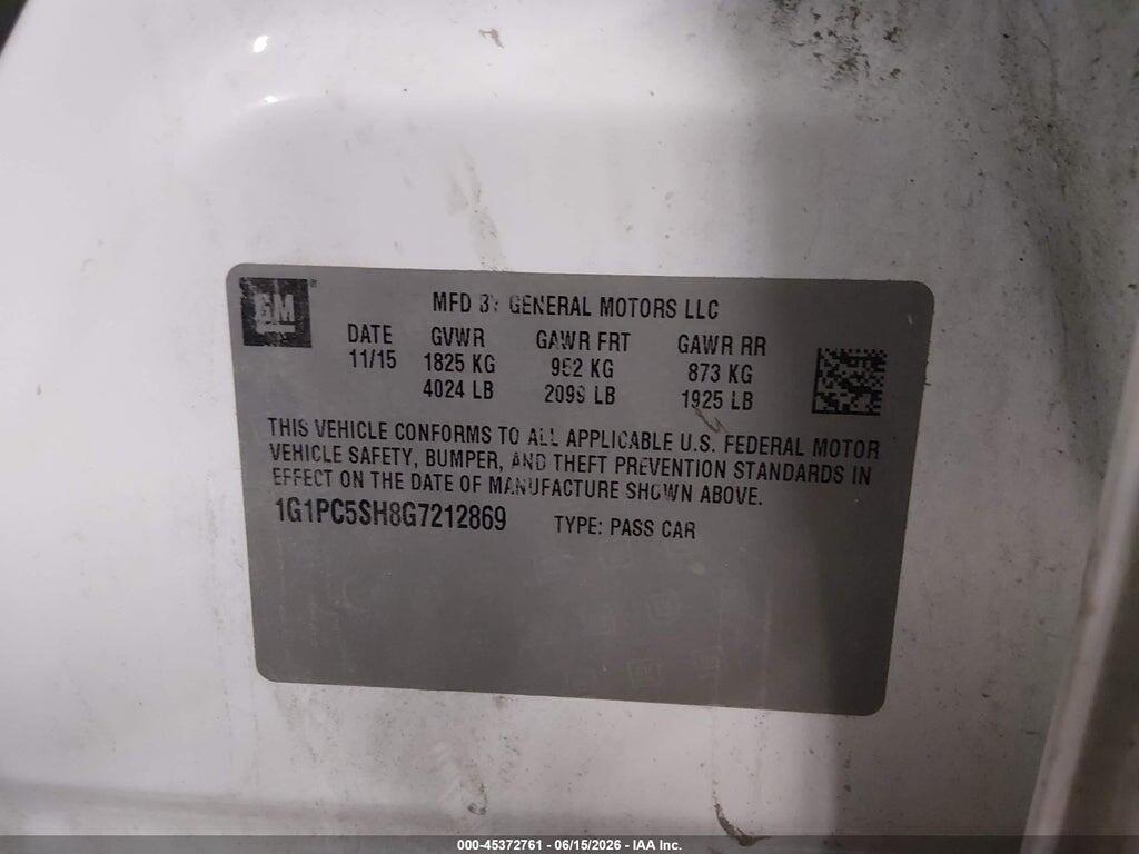 1G1PC5SH8G7212869 2016 CHEVROLET CRUZE LIMITED photo no. 9