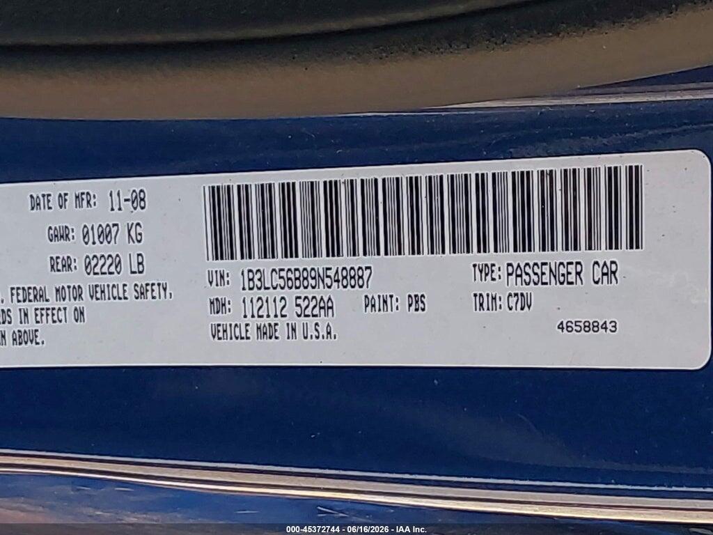 1B3LC56B89N548887 2009 DODGE AVENGER photo no. 9