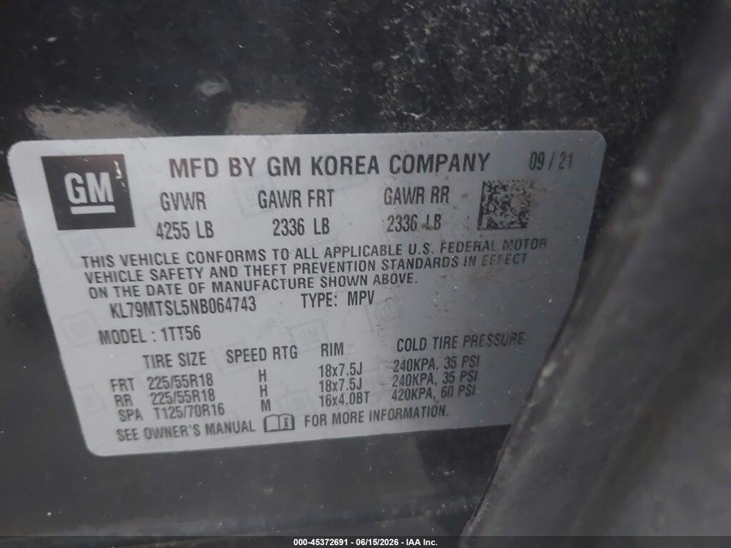 KL79MTSL5NB064743 2022 CHEVROLET TRAILBLAZER photo no. 9