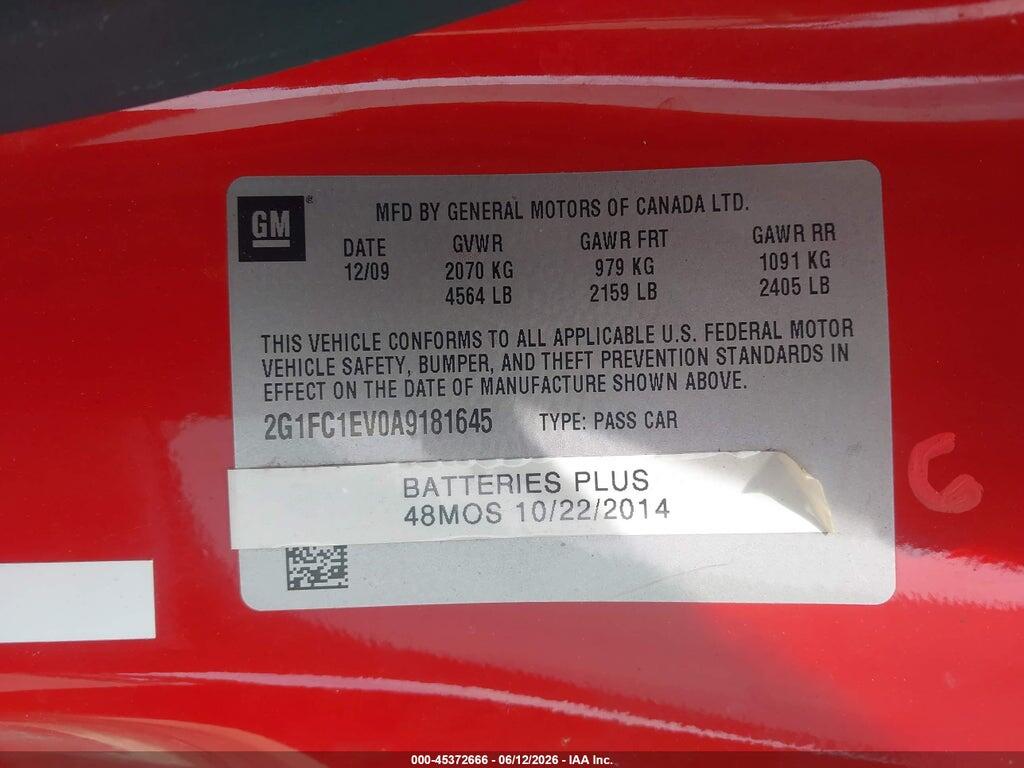 2G1FC1EV0A9181645 2010 CHEVROLET CAMARO photo no. 9