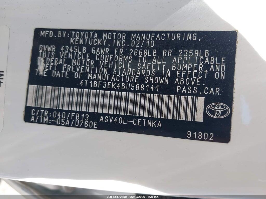 4T1BF3EK4BU588141 2011 TOYOTA CAMRY photo no. 9