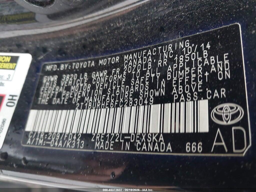 2T1BURHE6FC283049 2015 TOYOTA COROLLA photo no. 9