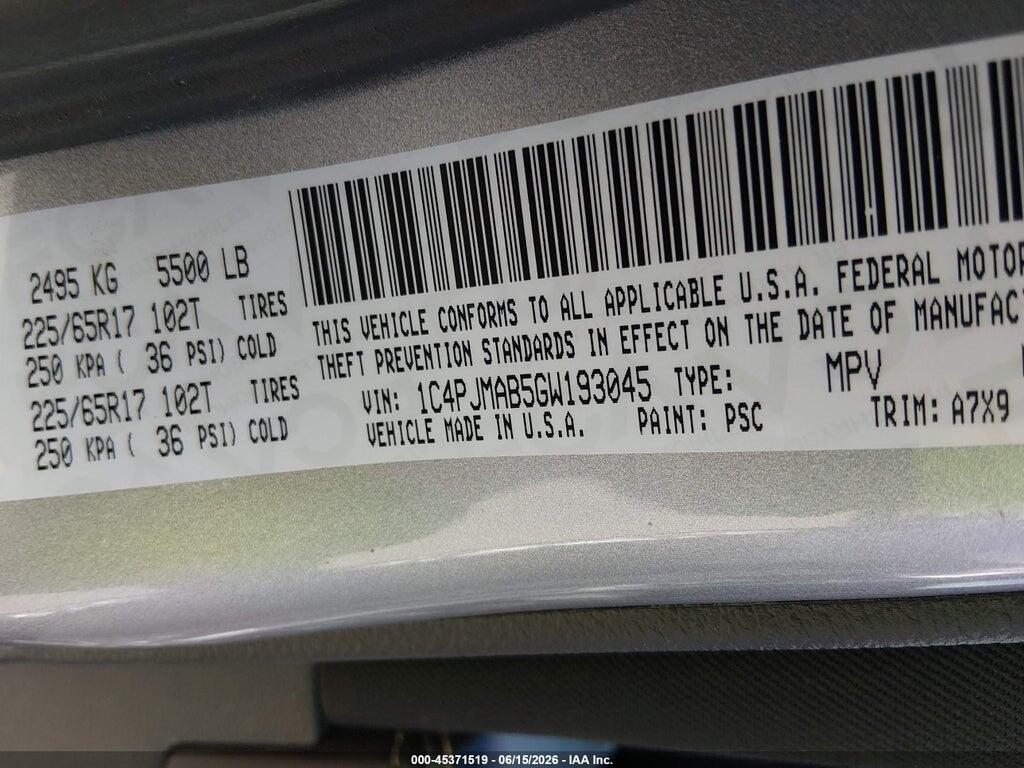 1C4PJMAB5GW193045 2016 JEEP CHEROKEE photo no. 9