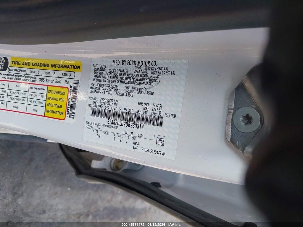3FA6P0LU2DR233314 2013 FORD FUSION HYBRID photo no. 9