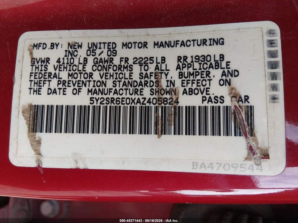 5Y2SR6E0XAZ405824 2010 PONTIAC VIBE photo no. 9