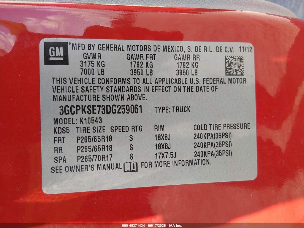 3GCPKSE73DG259061 2013 CHEVROLET SILVERADO 1500 photo no. 9